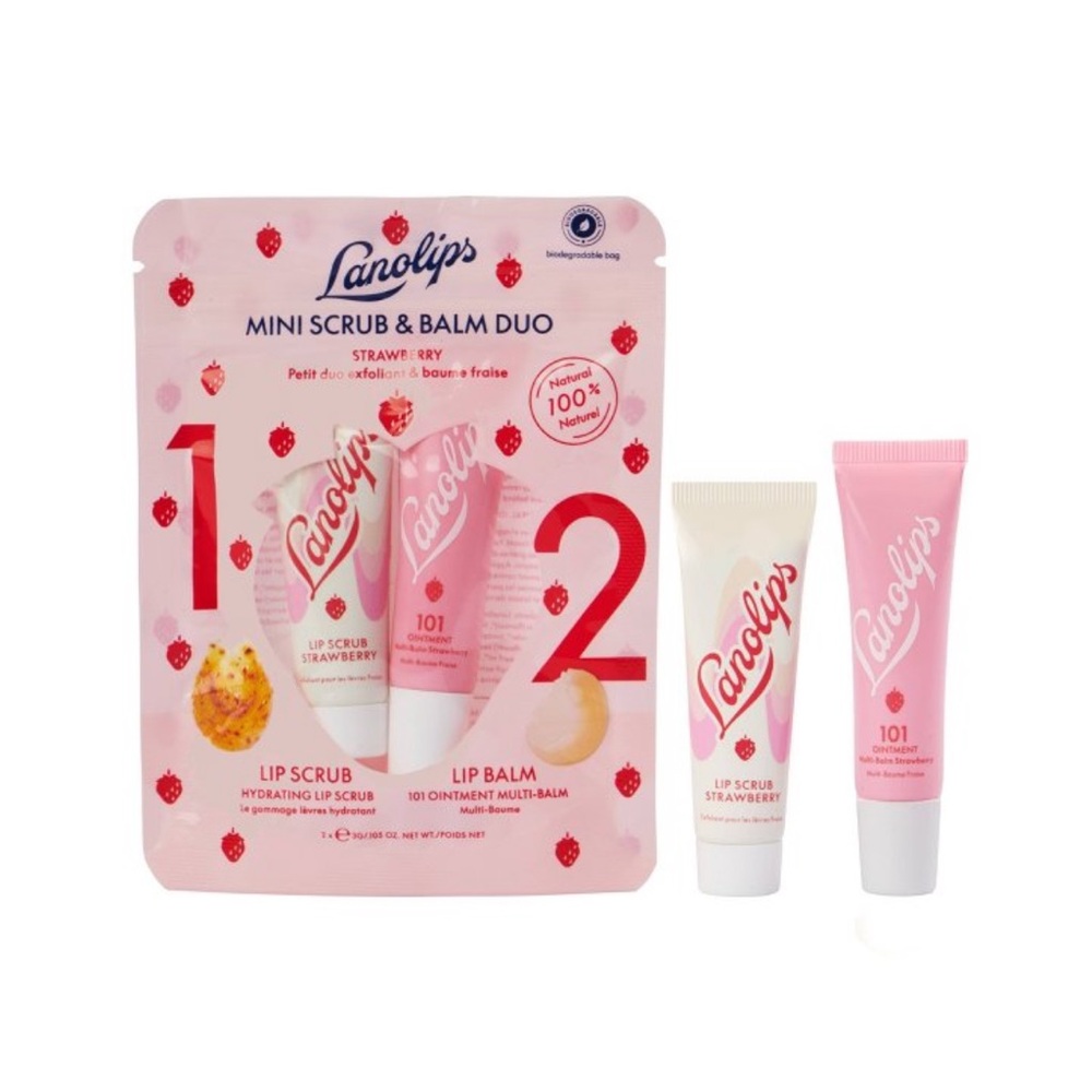 LANOLIPS NWT 101 ointment strawberry mini lip rituals scrub & balm